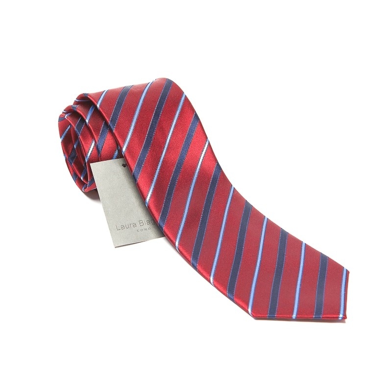 Silk Tie bordo stripes Laura Biagiotti