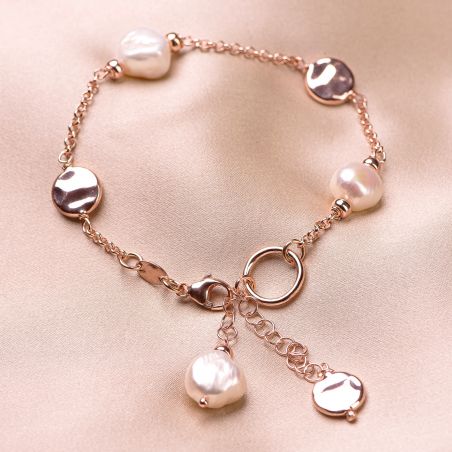 Sterling Silver pink Bracelet Always, the pearls