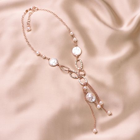 Sterling Silver pink Necklace Cool Pearls Mood