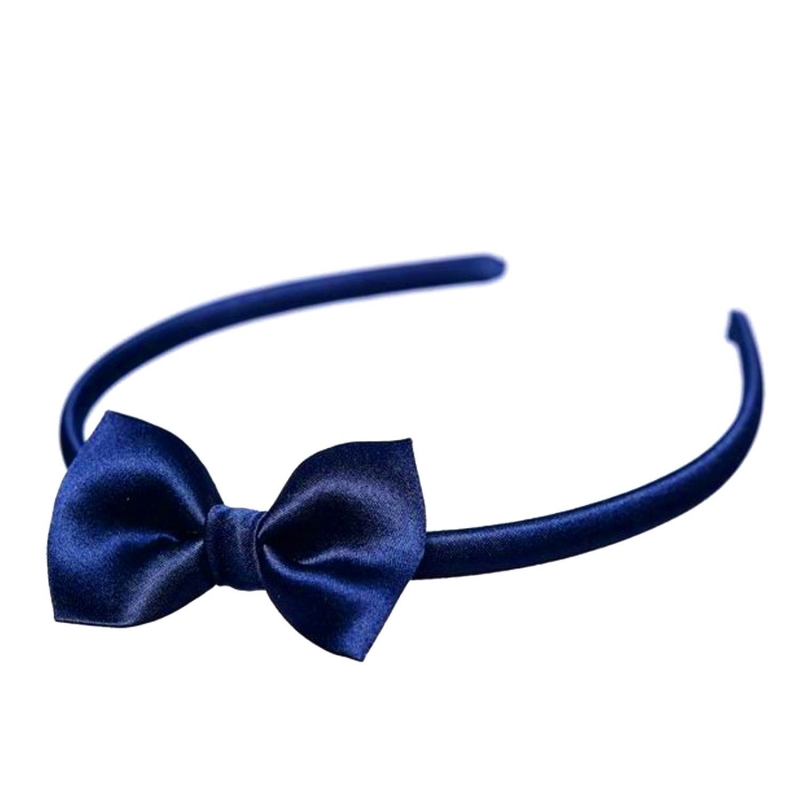 Headband cu fundita matase naturala Navy