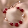 Bratara argint roz jad rosu si perle naturale