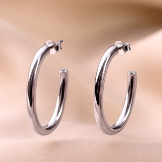 Sterling Silver Earrings Creole Mirror Sleek