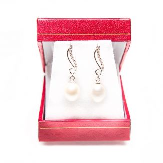 White pearl silver earrings