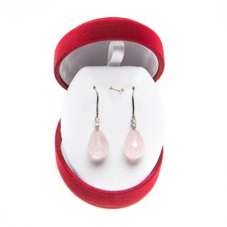 Silver rose quartz drop earrings