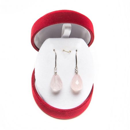 Silver rose quartz drop earrings