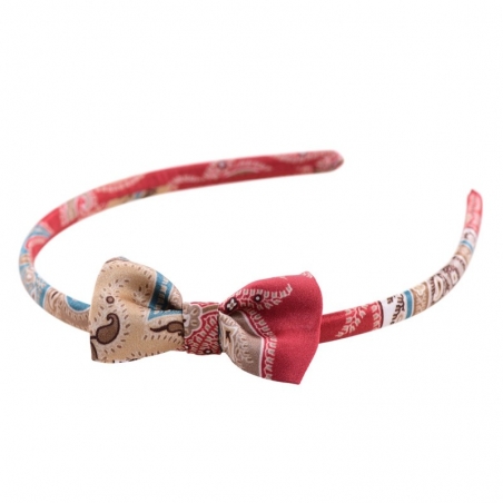 Headband cu fundita MC paisley marsala 