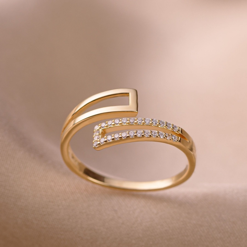 Inel argint reglabil Bold Match gold