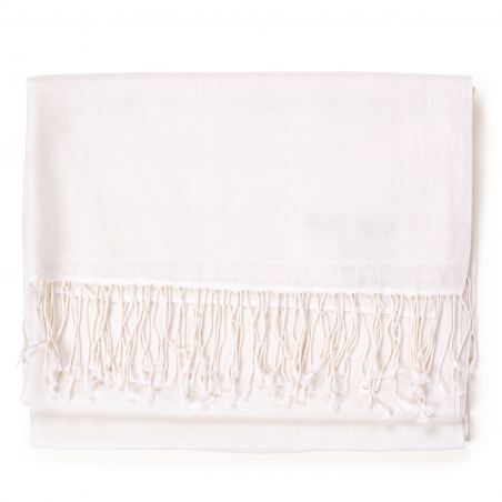 Cashmere and silk scarf Platine White