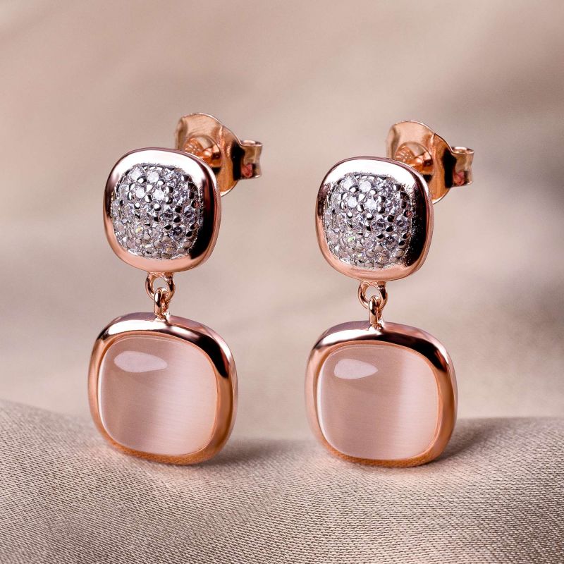 Sterling Silver Earrings Iconic Champagne Milk
