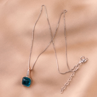 Sterling Silver Necklace Temptation Special Blue Cat Eye