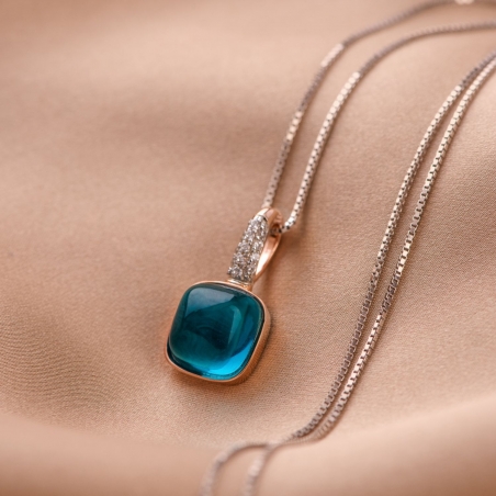 Sterling Silver Necklace Temptation Special Blue Cat Eye