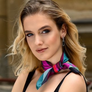 Purple Geometric L. Biagiotti Squared Scarf