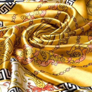 Silk Scarf Marina D'Este Greek key caramel