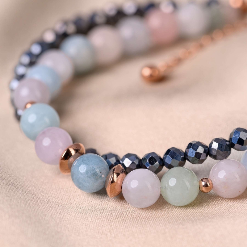 Silver Sterling Bracelet DB morganite terahertz