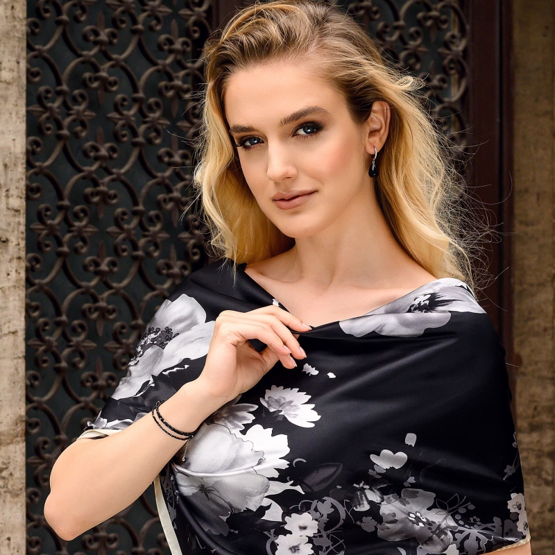 Silk Scarf Fiori Angolo white