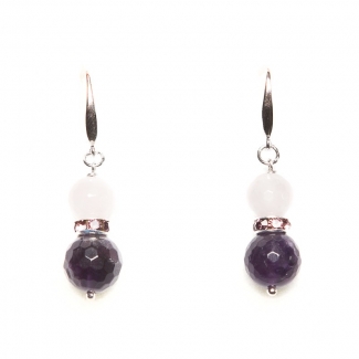 GIFT: Marina D'Este polo purple scarf and earrings of silver amethyst and rose quartz
