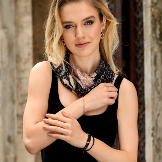 Sterling Silver Bracelet So Cool 2 in 1 onyx facet, charm