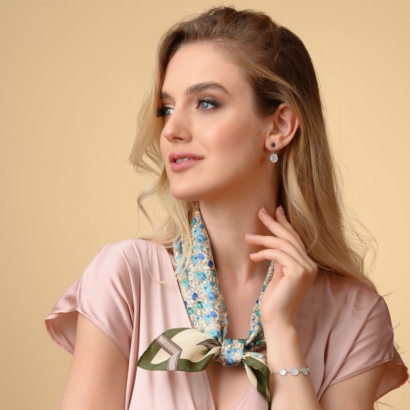 Sterling Silver Earrings Pretty White Shell round