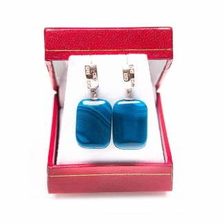 GIFT: Marina D'Este paisley scarf and blue lace agate earrings silver blue
