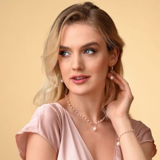 Sterling Pink Silver Necklace Pearls Essence-40