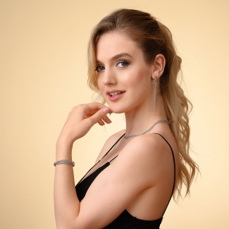 Set cercei, bratara si colier din argint Sparkling Party