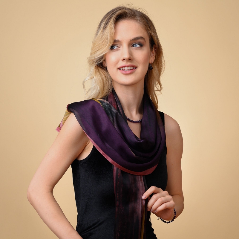 Silk shawl River Sunset