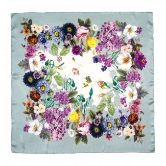 Esarfa matase Panier des Fleur Ming vert