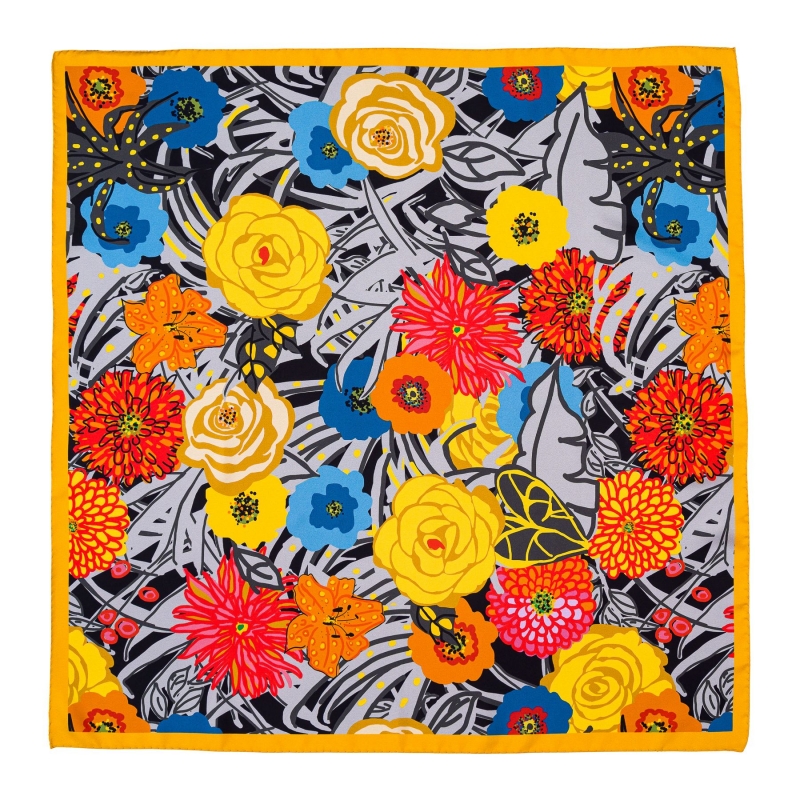 Esarfa matase twill Bloom All Over orange