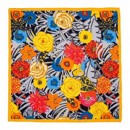 Esarfa matase twill Bloom All Over orange