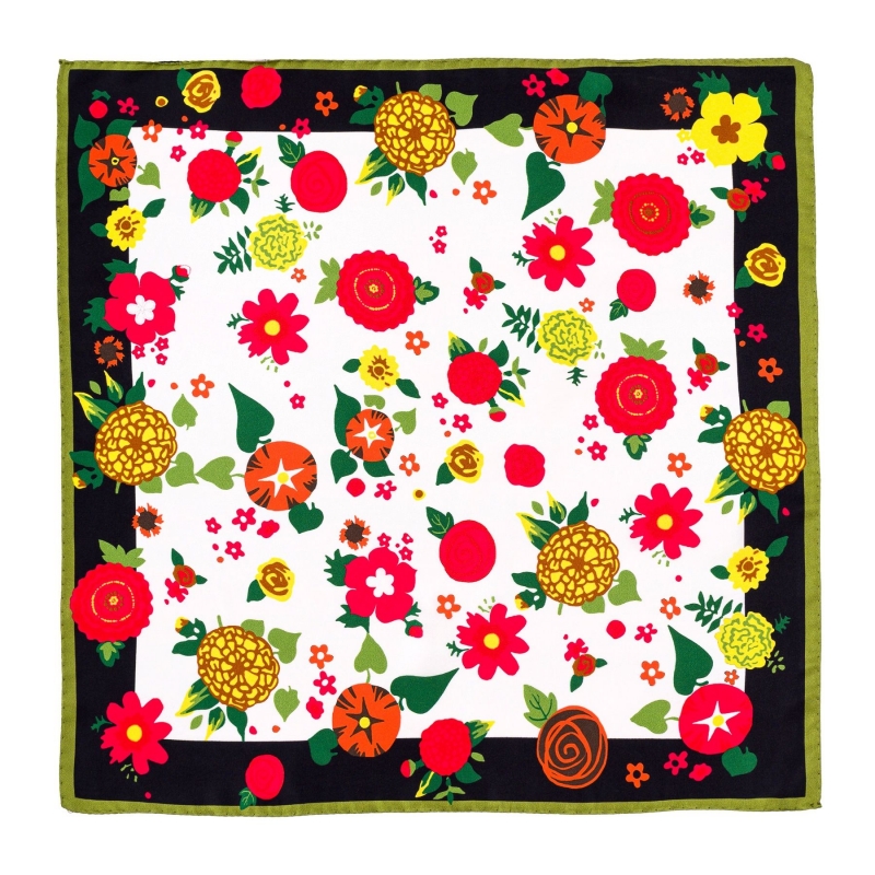 Silk scarf twill S Flower Metamorfosis red