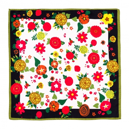 Silk scarf twill S Flower Metamorfosis red