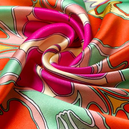 Silk scarf S Color's Dance fucsia
