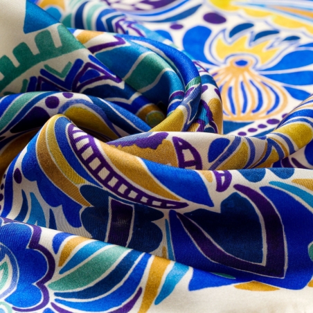 Esarfa matase twill S Please, Keep the Summer blue