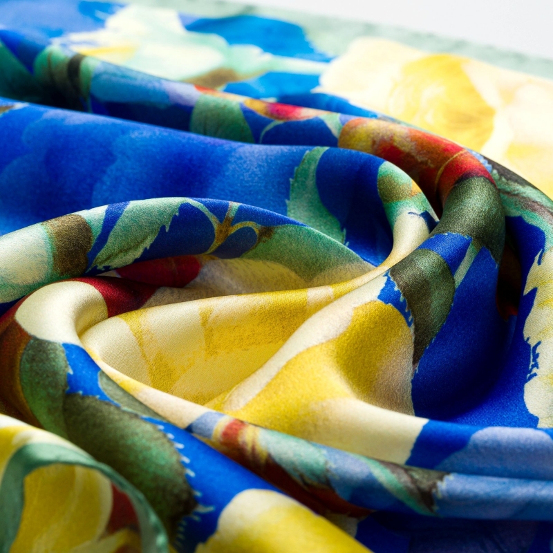 Silk scarf S Rose Obsession yellow