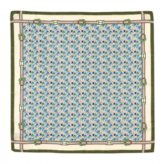 Silk scarf twill M Amour des Roses bleu joli