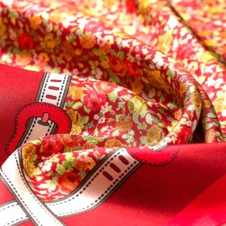 Silk scarf twill M Amour des Roses rouge
