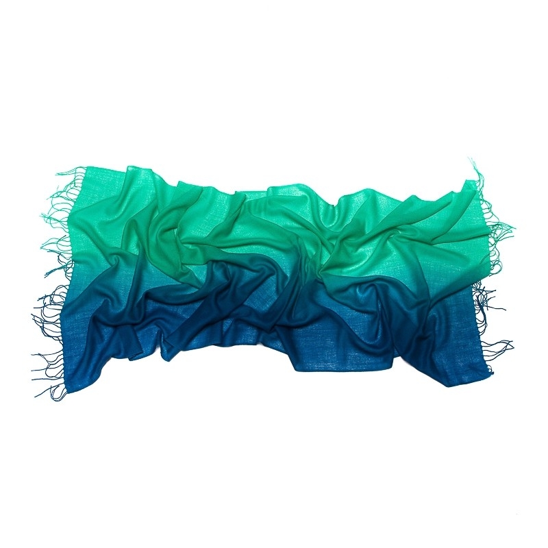 GIFT: Mila Schon green scarf plain blue agate silver and turquoise earrings