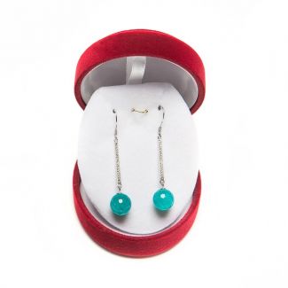 GIFT: Mila Schon green scarf plain blue agate silver and turquoise earrings
