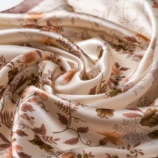 Silk scarf Be Delicious latte flowers