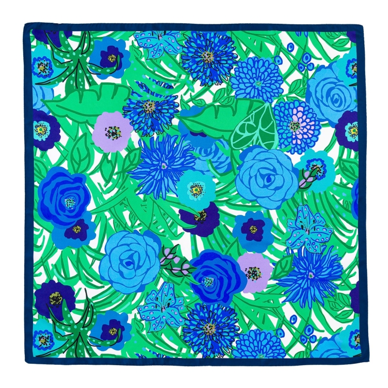 Esarfa matase twill Bloom All Over green