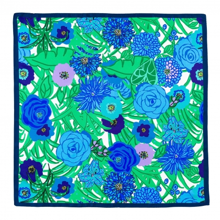 Esarfa matase twill Bloom All Over green