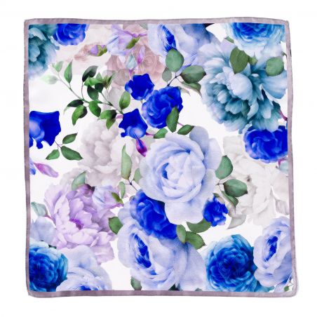 Silk scarf S Rose Obsession blue