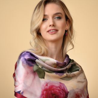 Silk scarf Heaven Roses light pink