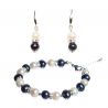 GIFT: Bracelet black and white pearls and silver earrings with black and white pearls