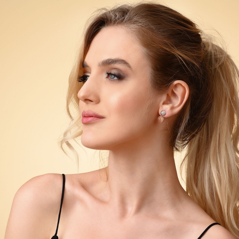 Sterling Silver Earrings Iconic Champagne Milk