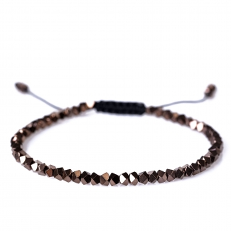 Bratara Cool Men cu snur, hematit maro fatetat