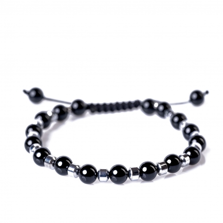 Bratara Cool Men cu snur, onix, hematit, argint