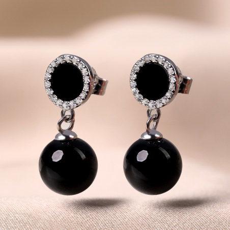 Sterling Silver Earrings Onyx