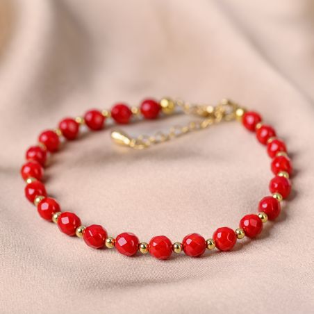 Sterling Silver Bracelet Coral red gold