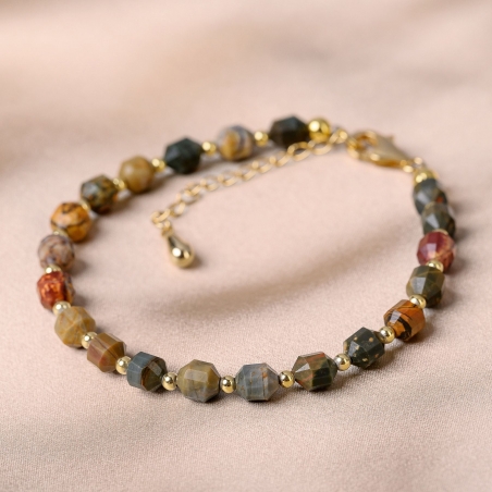 Bratara Touch jasp barrel, argint placat cu aur 14 K